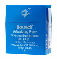 Артикуляционная бумага Bausch BK 01 синяя, пластиковый бокс, 200 мк, 300 листов