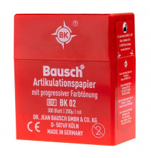 Артикуляционная бумага Bausch BK 02 красная, пластиковый бокс, 200 мк, 300 листов