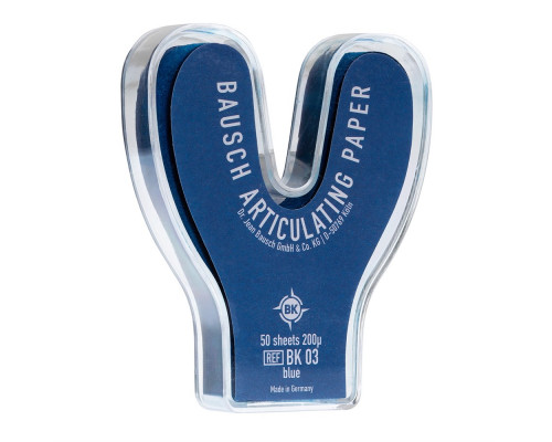 Артикуляционная бумага Bausch BK 03 синяя, пластиковый бокс, дугобразный, 200 мк, 50 листов