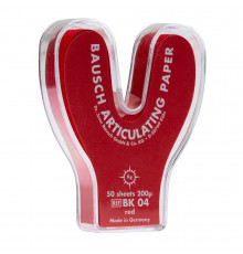 Артикуляционная бумага Bausch BK 04 красная, пластиковый бокс, дугобразный, 200 мк, 50 листов
