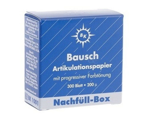 Артикуляционная бумага Bausch BK 1001 синяя, картонный бокс, 200 мк, 300 листов