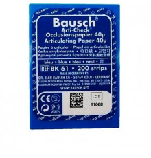 Окклюзионная бумага Arti-Check BK 61, синяя, 40 мк, пластиковый бокс 200 полосок, Bausch