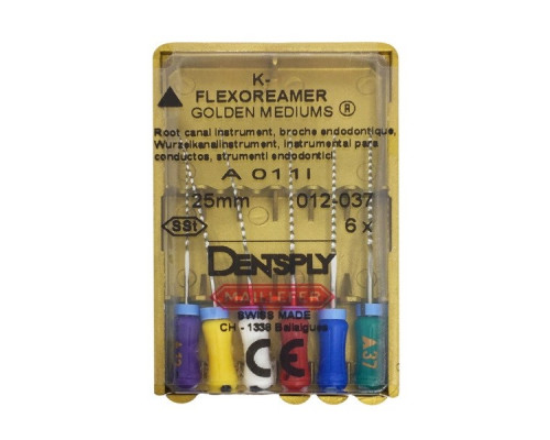 K-Flexofile Golden Mediums 25 мм №012 (K-File укороч. шаг, промежуточный размер) Dentsply Maillefer (уп. 6 шт.), A012I02501200