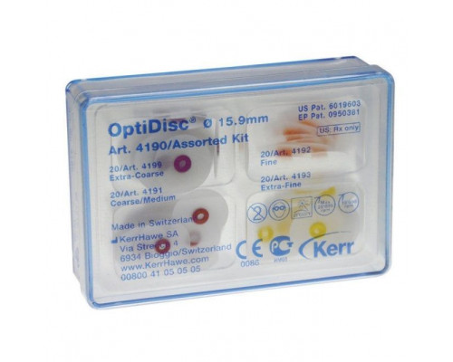 Набор дисков OptiDisc Assorted Kit для финирования и полировки (80 шт), 15,9 мм по 20 шт. очень грубых, грубых, тонких и ультратонких, 4190