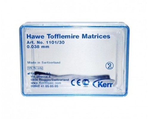Плоские матрицы Hawe Tofflemire из нержавеющей стали от Kerr (толщина 0,050 мм.), арт. 1001/30