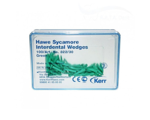 Клинья Sycamore Interdental Wedges из платана, зеленые от Kerr (100шт.), арт. 822/30
