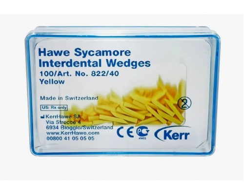 Клинья Sycamore Interdental Wedges из платана, желтые от Kerr (100шт.), арт. 822/40