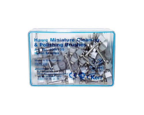 Щеточки Hawe Miniature из нейлоновой щетины для углового наконечника (100 шт.), 835/100