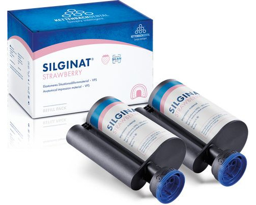 Silginat Strawberry Refill - силиконовый аддитивный материал для машинного смешивания (2х380мл), Kettenbach 14715